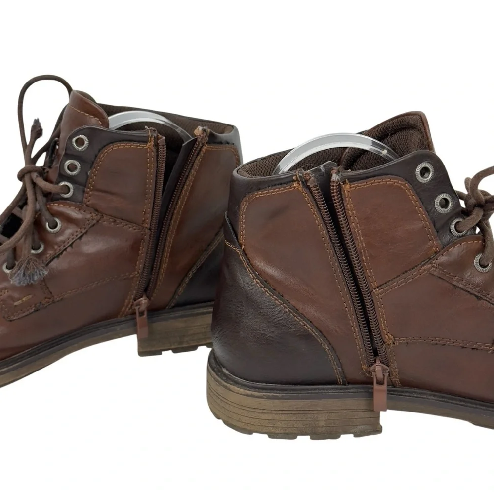 AMAPO Men Oxford Boots Buckle Dress Lace Up Boots Lace-Up Side Zip SZ 11